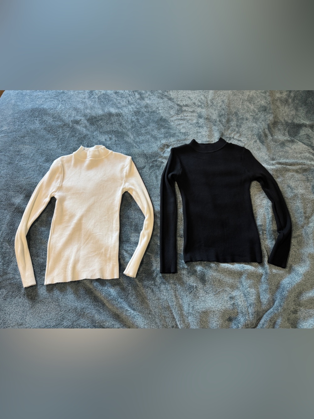 SHEIN Ribbed Mock Neck Sweater Duo - White & Black